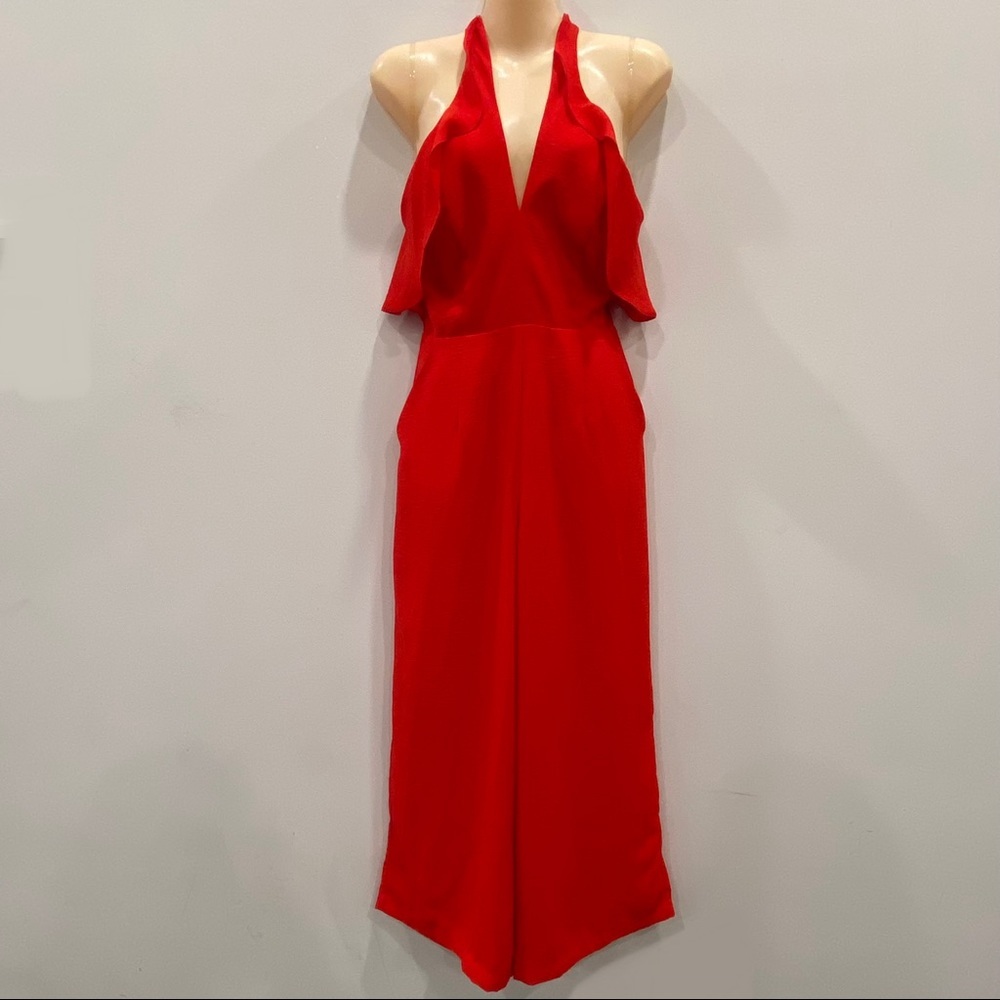DO+BE Red Ruffle Halter Jumpsuit Size Small❤️